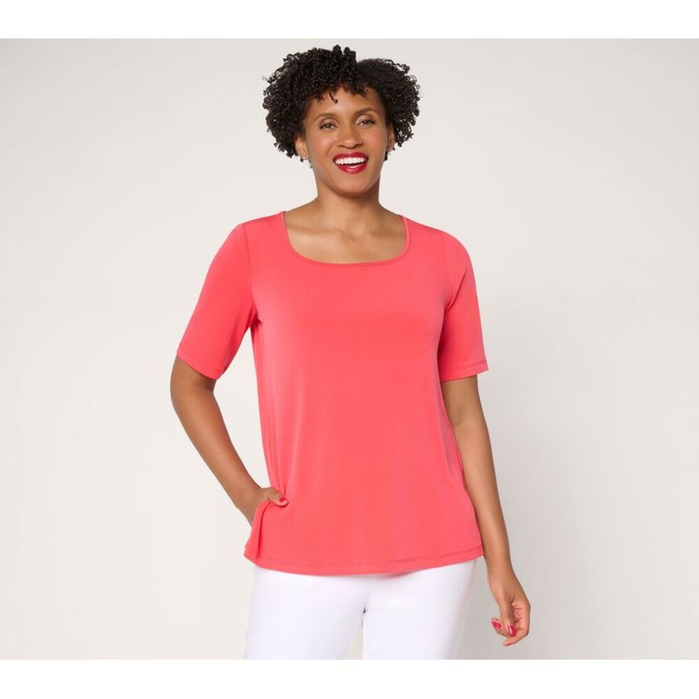 Susan Graver Women's Top Plus Sz 1X Make Your Selection: Essentials Pink